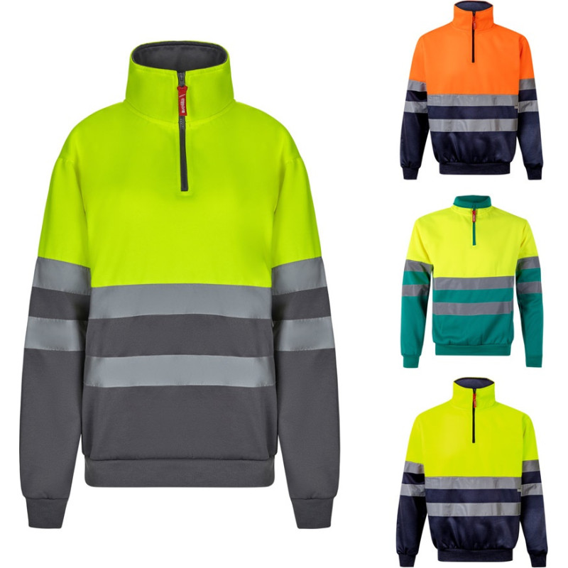 Velilla VL THOR. Two-tone sweatshirt (300g/m²) in polyester fleece (100%) / Navy blue / Yellow