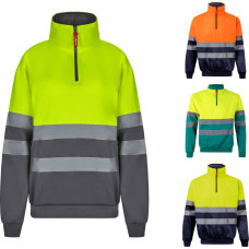 Velilla VL THOR LARGE. Two-tone sweatshirt (300g/m²) in polyester fleece (100%) / Green / Yellow