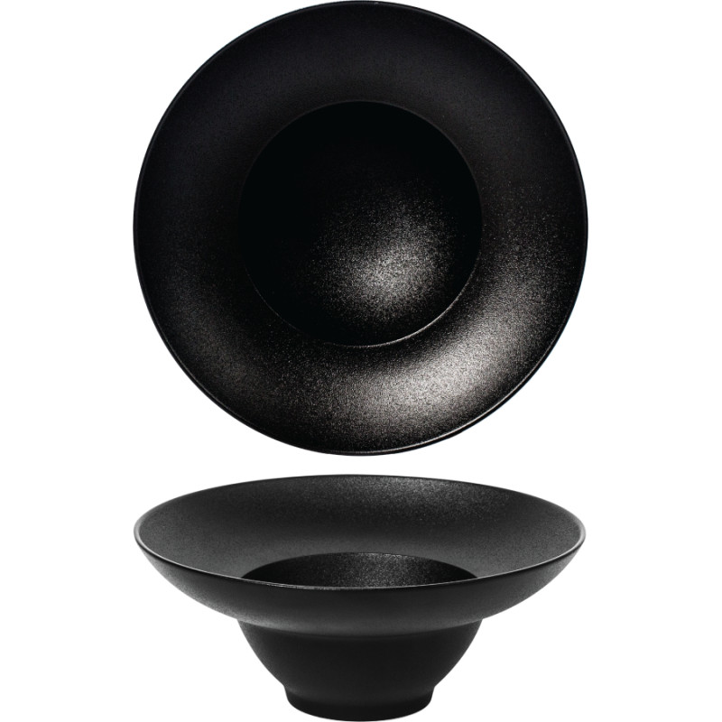 Leela Baralee FINE PLUS DZIĻĀ BĻODA 24CM, AR MALU, MELNA, PORCELĀNS, Leela Baralee