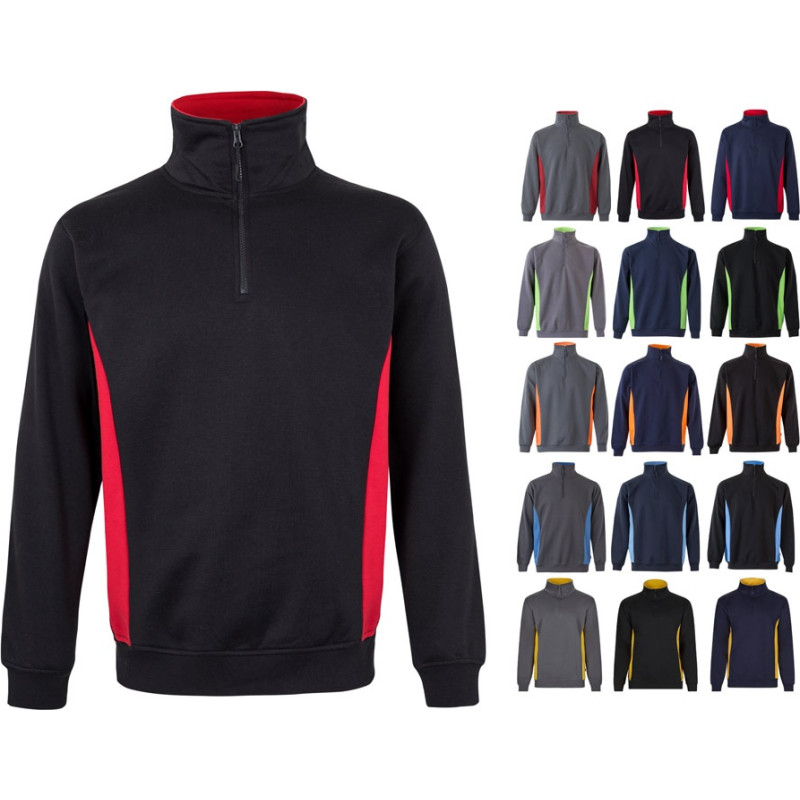 Velilla VL SVAROG. Two-tone terry sweatshirt (260g/m²), in polyester (65%) and cotton (35%) / Navy blue / Red