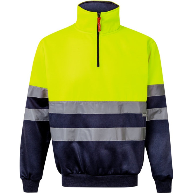 Velilla VL THOR. Two-tone sweatshirt (300g/m²) in polyester fleece (100%) / Green / Yellow