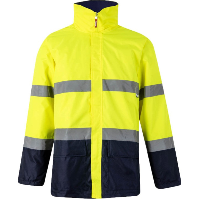 Velilla VL THEMIS. Two-tone parka (190g/m²), in polyester (100%), with PU coating / Navy blue / Yellow