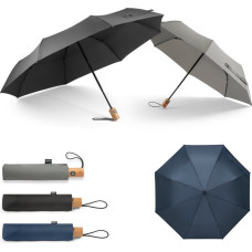 RIVER. Telescopic umbrella in 190T recycled polyester (100% rPET) pongee with automatic opening and closing