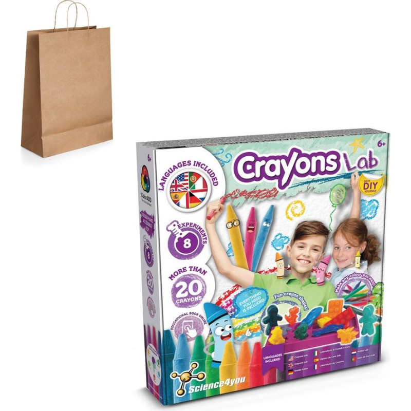 Science4You Crayon Factory Kit IV. Educational game supplied with a kraft paper gift bag (115 g/m&sup2;)