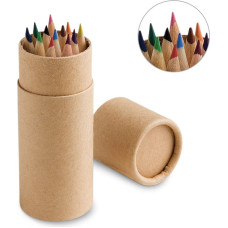 CYLINDER. Pencil box with 12 coloured pencils