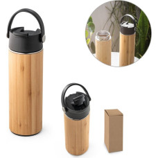 LAVER. Thermos bottle in bamboo, stainless steel and PP 440 mL