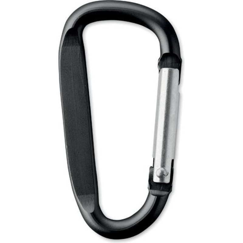 Carabiner clip in aluminium.