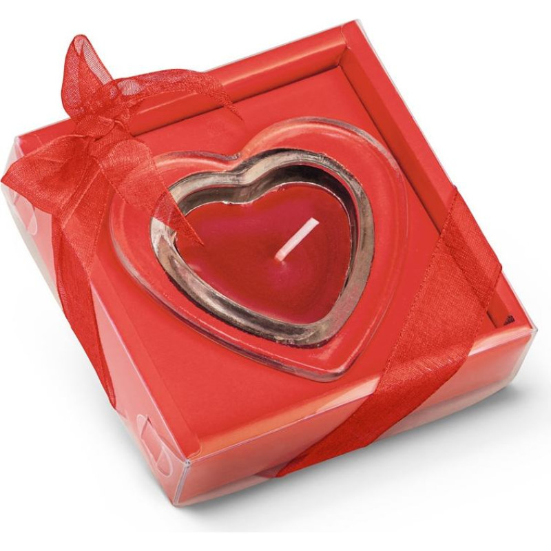 SWEET. Heart-shaped candle and glass base