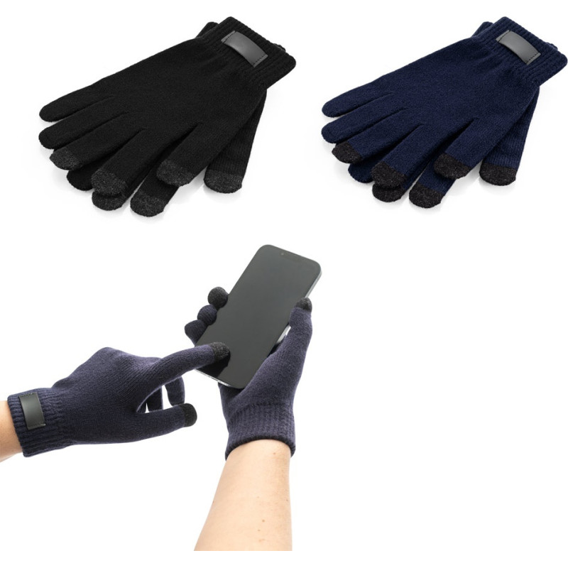 BURROW. Gloves made from recycled polyester (100% rPET), with touch tips / Black