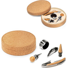 MORETO. Wine set with 4 pieces in wood and metal