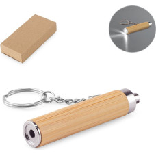 RACHEL. Bamboo and ABS key ring with LED torch