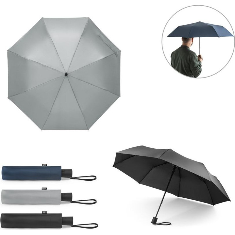 CIMONE. Telescopic umbrella in recycled polyester (100% rPET) 190T pongee with automatic opening