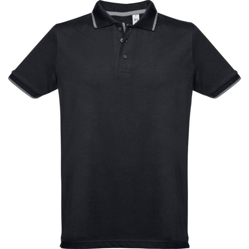 Th Clothes® THC ROME. Men's Polo Shirt with contrast colour trim and buttons