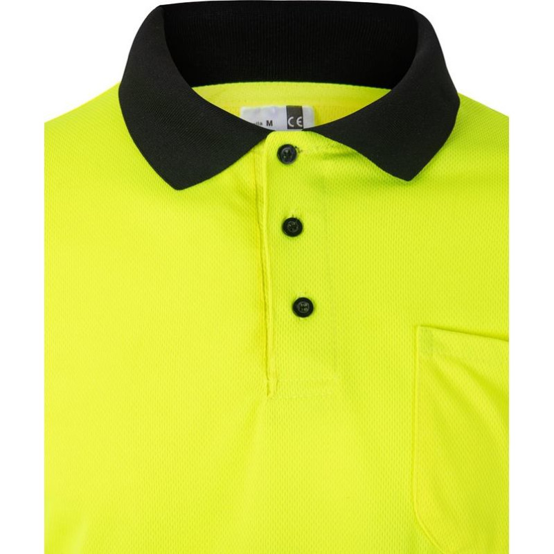 Velilla VL VULCAN. Two-tone bird-eye polo shirt (160g/m²) with long sleeves, in polyester (100%)