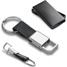 BOURCHIER. Metal and PU keyring with hook