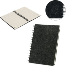 MISHIMA. A5 notebook with semi-hard cover in recycled felt (100% rPET) with rings and lined pages