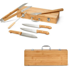 KABSA. Barbecue set supplied in a bamboo case
