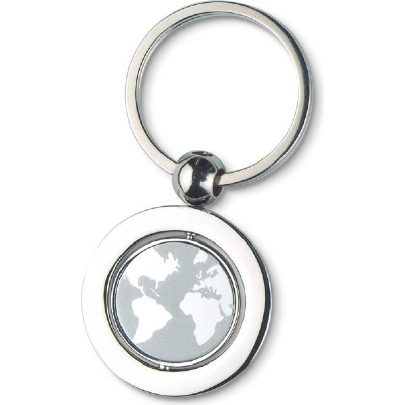 Globe metal key ring