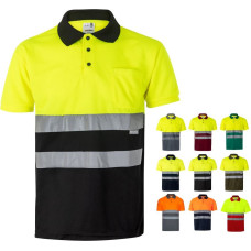 Velilla VL CUPID LARGE. Two-tone bird-eye polo shirt (160g/m²) with short sleeves, in polyester (100%)