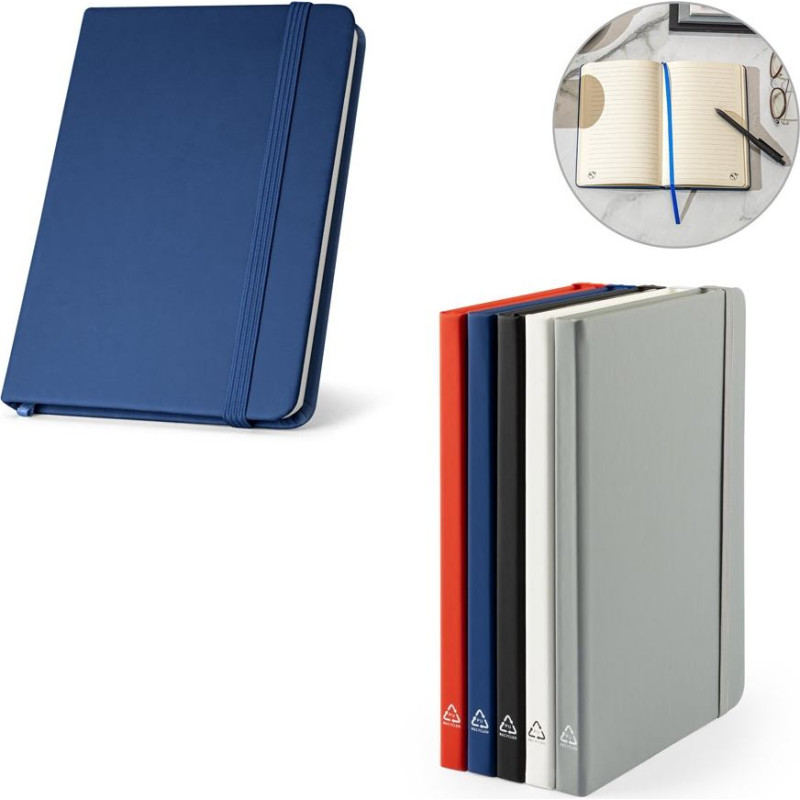 CAMPUS. A5 hardcover notebook in PU (35% recycled) with lined pages 100% recycled