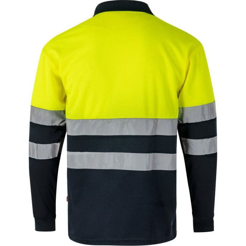 Velilla VL VULCAN LARGE. Two-tone bird-eye polo shirt (160g/m²) with long sleeves, in polyester (100%)
