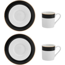 Mikasa LUXE DECO ESPRESSO KAFIJAS SERVĪZE 2 PERS, TASE 100ML AR APAK&Scaron;TASI, PORCELĀNS, Mikasa