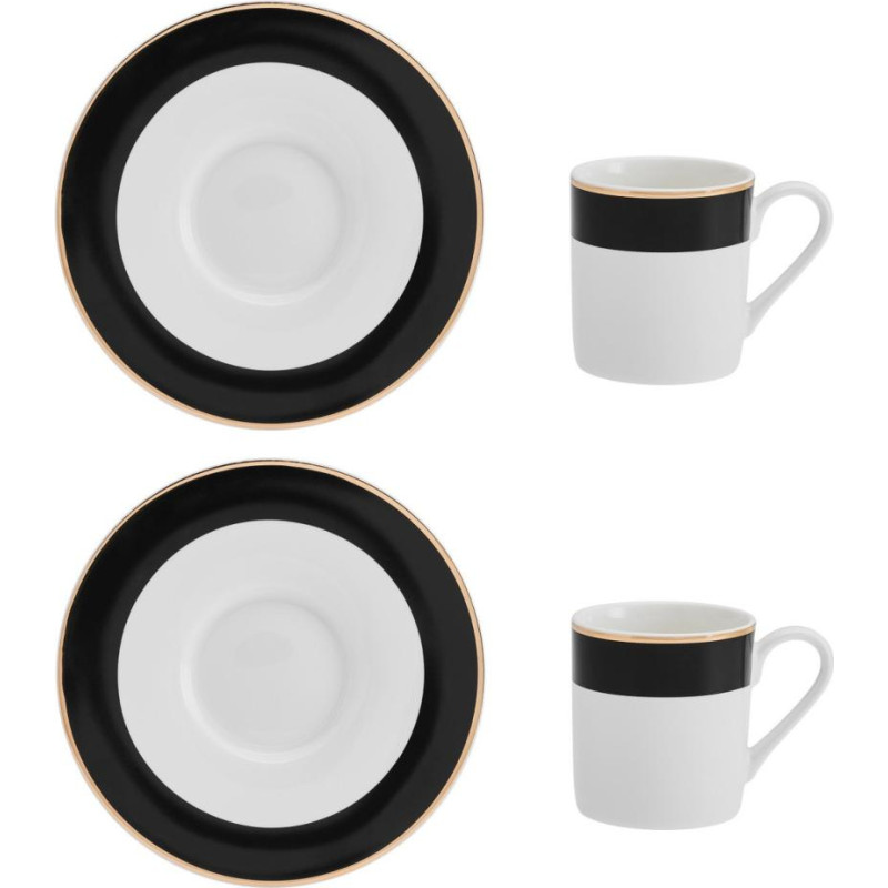 Mikasa LUXE DECO ESPRESSO KAFIJAS SERVĪZE 2 PERS, TASE 100ML AR APAK&Scaron;TASI, PORCELĀNS, Mikasa