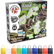 Science4You 2 in 1 Fossil Excavation Kit V. Educational game supplied with a 190T folding gift bag